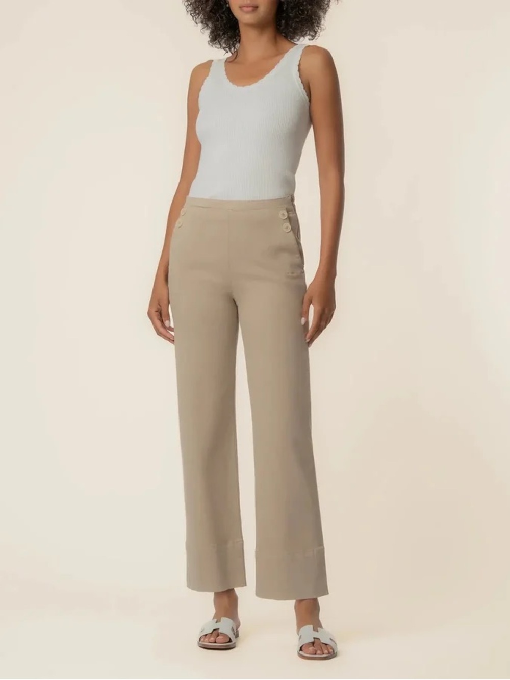 Kut from the Kloth twill Charlotte high rise pants in sand